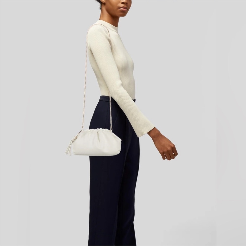 New Understated Leather clamshell clutch  Vegan Leather handbag/Crossbody ivory - Picture 9 of 16